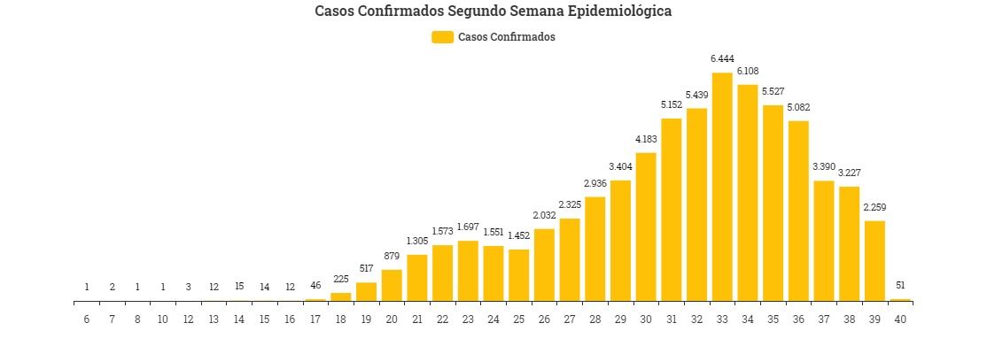 Curva de Casos Confirmados segunda semana epidemiológica - Foto: Divulgação Saúde