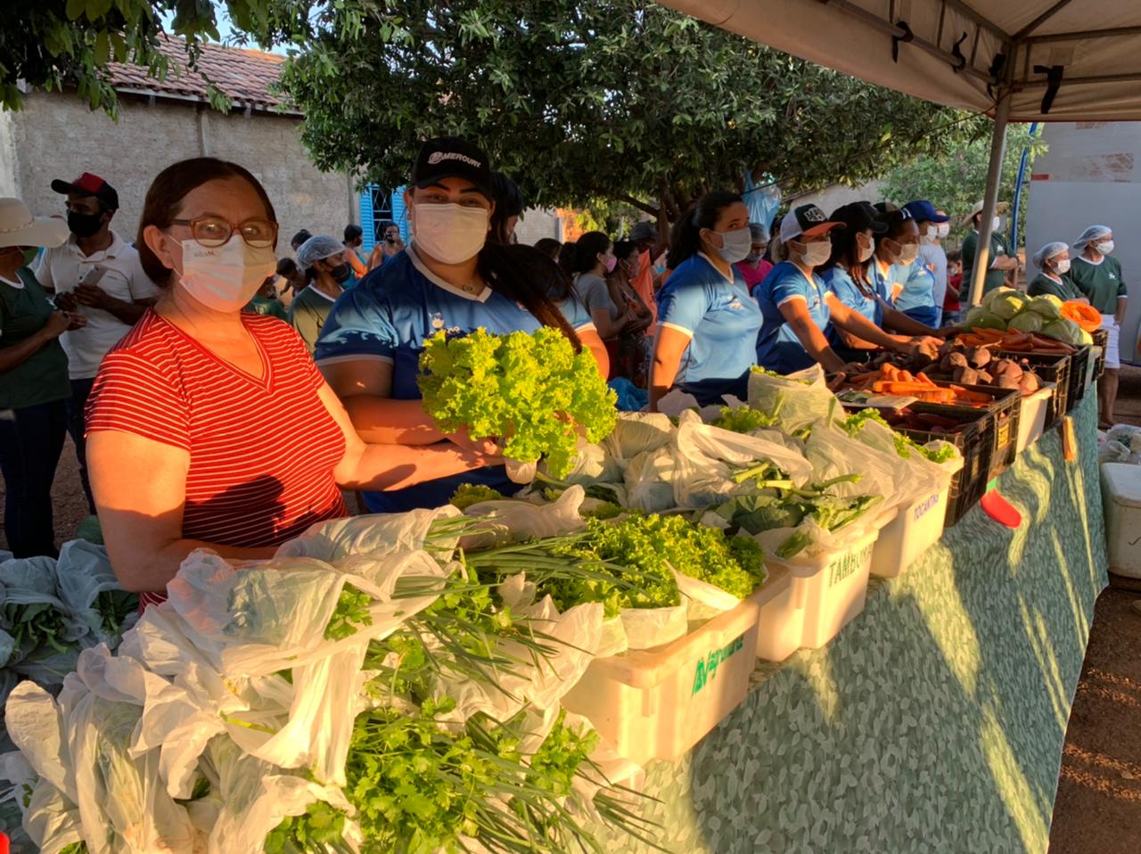 Primeira produção da horta comunitária foi doada à população em cestas de alimentos - Foto: Divulgação 