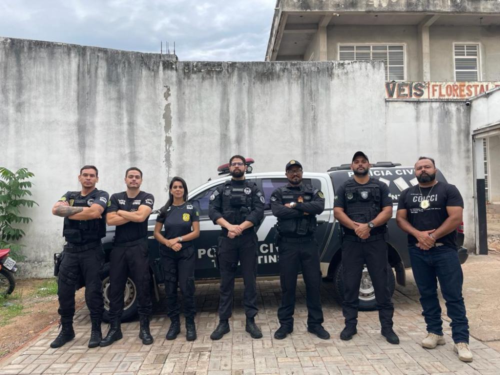 Policiais Civis do Tocantins e de Goiás durante cumprimento da operação Hórus –– Foto: Divulgação / SSPTO