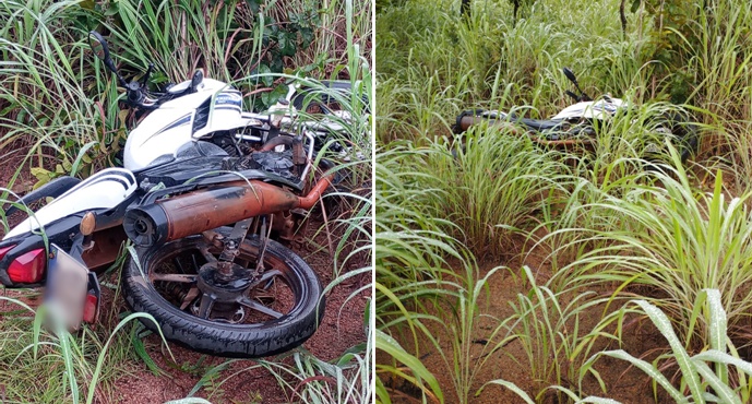 A moto estava escondida em um matagal, nas proximidades da Avenida Pequizeiro, em frente ao Setor Santa Fé 04, na região sul da Capital – Foto: Alessandro Ferreira / Agência Tocantins