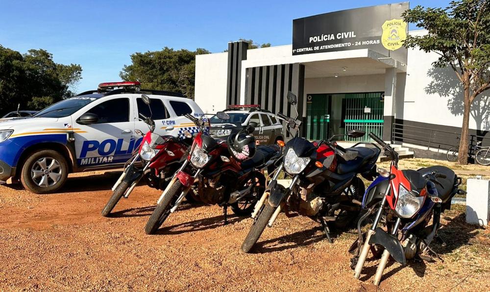 As motos foram entregues na 1ª Central de Atendimento da Polícia Civil – 1ª CAPC – Foto: Alessandro Ferreira / Agência Tocantins