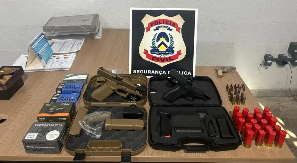 Armas e munições encontradas na casa do médico investigado — Foto: Polícia Civil/Divulgação