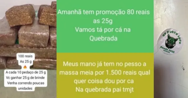 Postagens com as vendas de drogas e também anunciando promoções eram feitas rotineiramente – Foto: Divulgação / SSPTO