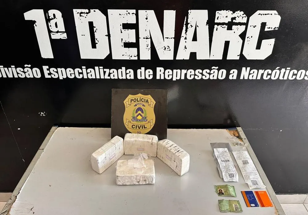 Cocaína avaliada em R$ 200 mil reais foi apreendida durante ação da 1ª Denarc no âmbito da Operação Protetor das Divisas – Foto: Alessandro Ferreira / Agência Tocantins