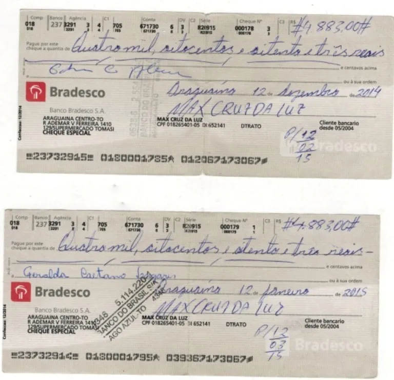 Cheques dados pelos candidato a prefeito de Goiatins, Max Luz, foram devolvidos sem fundos – Foto: Divulgação