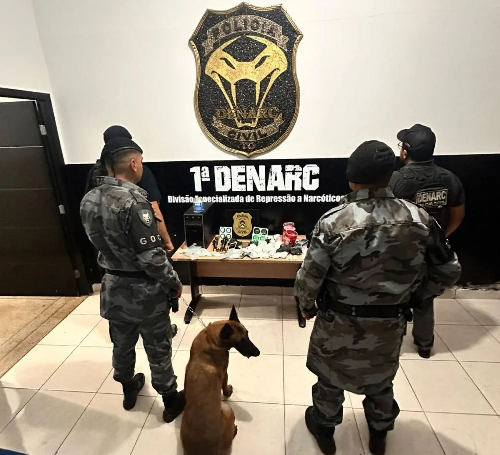 A operação contou com apoio do Grupo de Operações com Cães – GOC do Batalhão de Choque da Polícia Militar – Foto: Alessandro Ferreira / Agência Tocantins