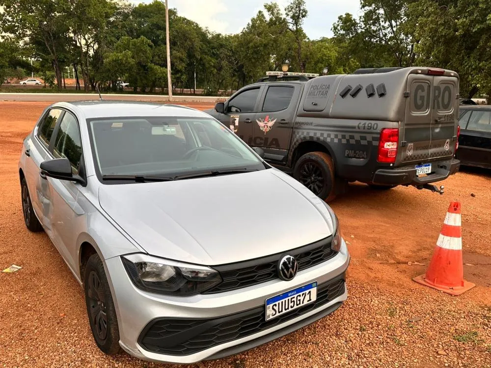 Carro usado pelo suspeito para fazer a entrega das substâncias na modalidade delivery foi apreendido pela Polícia Militar – Foto: Alessandro Ferreira / Agência Tocantins